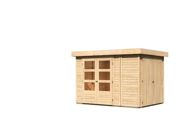 Karibu Woodfeeling Gartenhaus Retola 2/3/4/5/6 inkl. Anbauschrank - 19 mm inkl. gratis Innenraum-Pflegebox im Wert von 99€ Bild