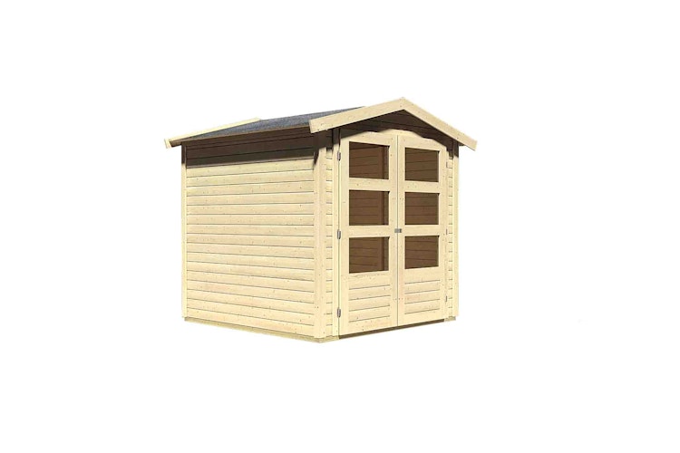 Karibu Woodfeeling Gartenhaus Amberg 2/3/4/5 naturbelassen - 19 mm inkl. gratis Innenraum-Pflegebox im Wert von 99€ Bild