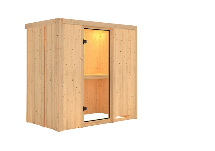 Karibu Sauna Variado mit Fronteinstieg 68 mm inkl. gratis Saunaofen & 8-teiligem Zubehörpaket (Gesamtwert 1071,91€) Bild