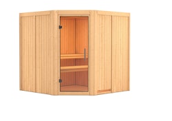 Karibu Sauna Jarin mit Eckeinstieg 68 mm inkl. 9-teiligem gratis Zubehörpaket
