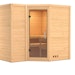 Karibu Sauna Sahib 2-Massivholzsauna 38 mm -Eckeinstieg - Exklusivoptik inkl. 9-teiligem gratis ZubehörpaketBild