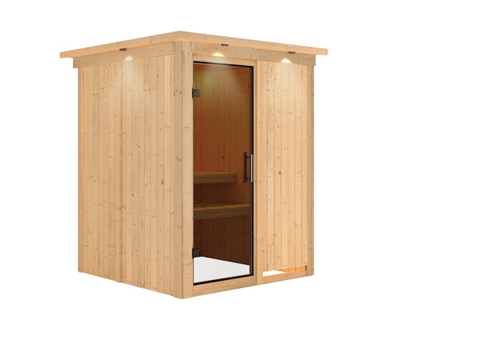 Karibu Sauna Minja - 68 mm Systemsauna - 230 Volt Plug & Play inkl. gratis Saunaofen & 8-teiligem Zubehörpaket (Gesamtwert 741,91€) Bild