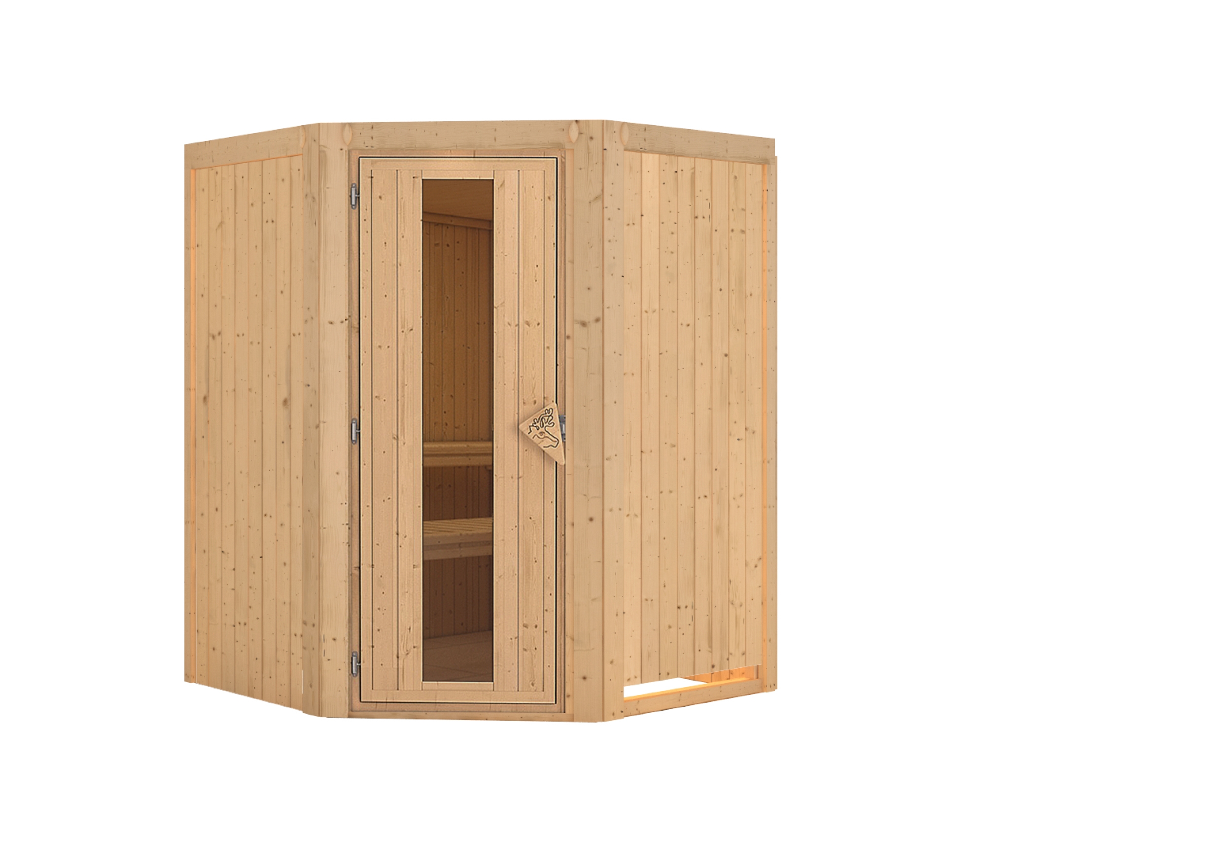 Vorschaubild Galerie Karibu Sauna Nanja - 68 mm Systemsauna - 230 Volt Plug & Play inkl. 9-teiligem gratis Zubehörpaket