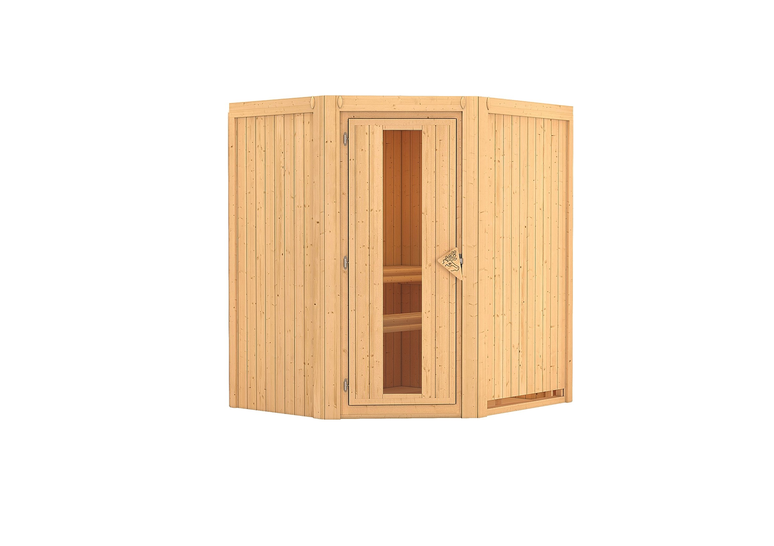 Karibu Sauna Tonja - 68 mm Systemsauna - 230 Volt Plug & Play inkl. 9-teiligem gratis Zubehörpaket