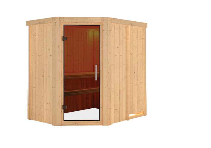 Karibu Sauna Saja - 68 mm Systemsauna - 230 Volt Plug & Play inkl. 8-teiligem gratis Zubehörpaket (Gesamtwert 191,92€)