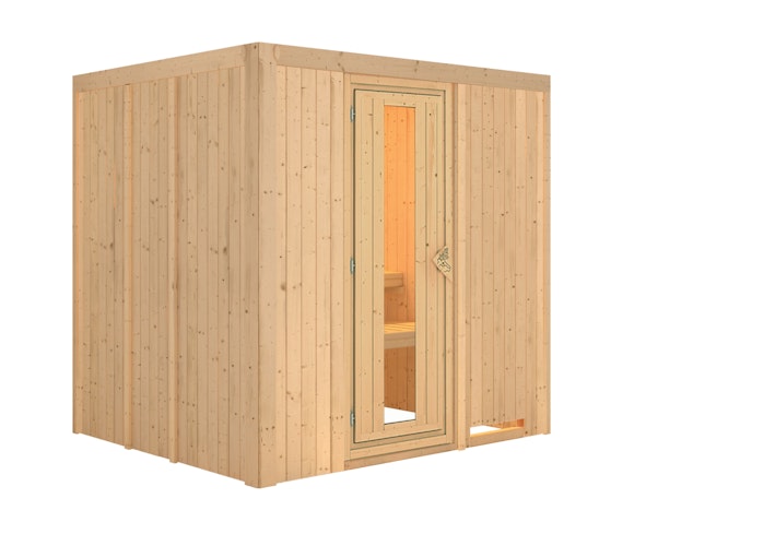 Karibu Sauna Daria - 68 mm Systemsauna - 230 Volt Plug & Play inkl. gratis Saunaofen & 8-teiligem Zubehörpaket (Gesamtwert 741,91€) Bild