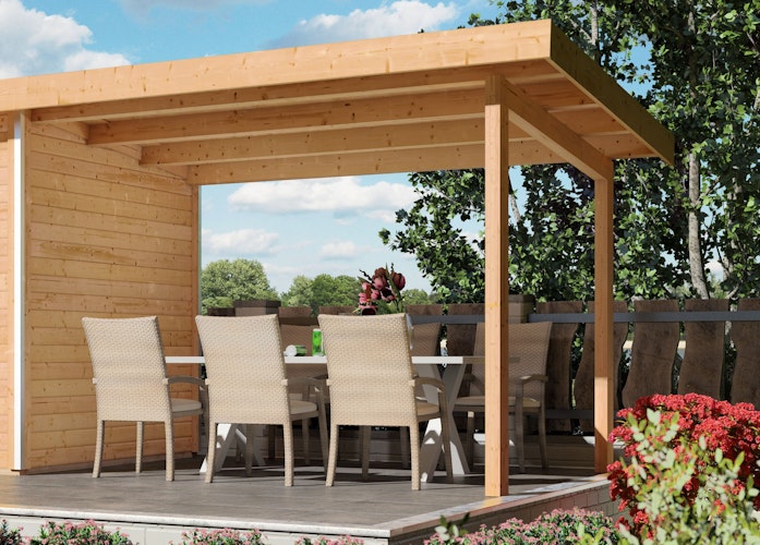 Karibu Schleppdach für Gartensaunen Skrollan 2+3