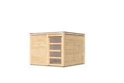 Karibu Gartenhaus Qubic 2 mit Schiebetür - 19 mm inkl. gratis Innenraum-Pflegebox im Wert von 99€