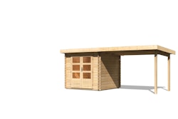 Karibu Woodfeeling Gartenhaus Bastrup 2 naturbelassen - 28 mm inkl. gratis Innenraum-Pflegebox im Wert von 99€