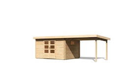 Karibu Woodfeeling Gartenhaus Trittau 3/5 inkl. 300 cm Anbaudach - 38 mm inkl. gratis Innenraum-Pflegebox im Wert von 99€