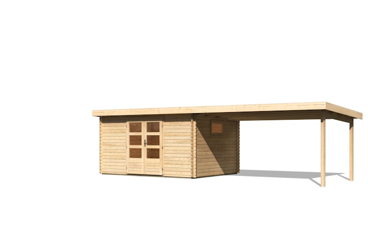 Karibu Woodfeeling Gartenhaus Trittau 3/4/5 inkl. 400 cm Anbaudach - 38 mm