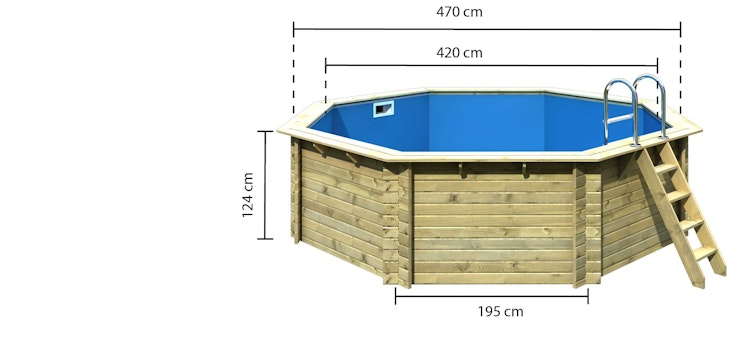 Wolff Finnhaus Pool Modell B - kesseldruckimprägniert - 470 x 470 cm inkl. Sandfilteranlage