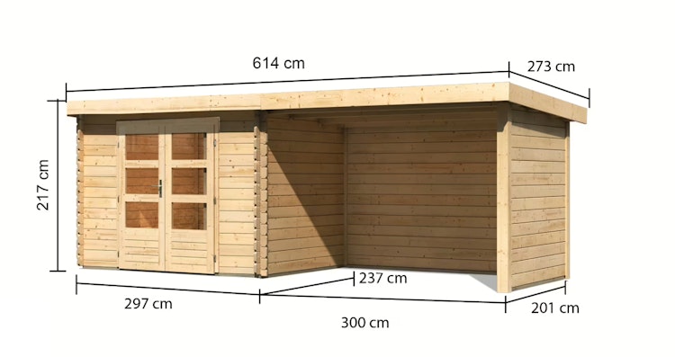 Karibu Woodfeeling Gartenhaus Bastrup 3 naturbelassen - 28 mm