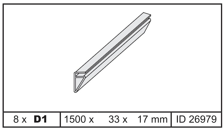 Karibu Ersatz Einhängeprofile für Pools 1500x33x17mm ID26979