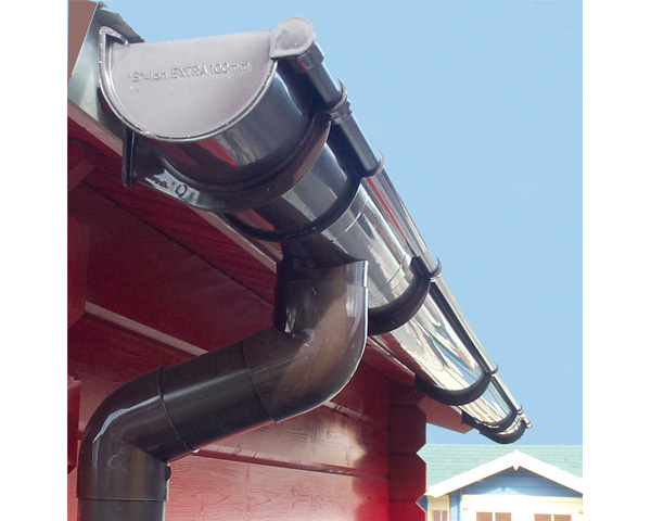 Kunststoff Dachrinnenset für Karibu 28 mm Einzelgarage mit Stufendach