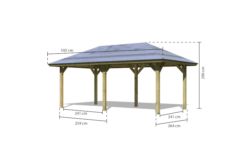 Karibu 4-Eck Pavillon Bergen 1/2 kesseldruckimprägniert