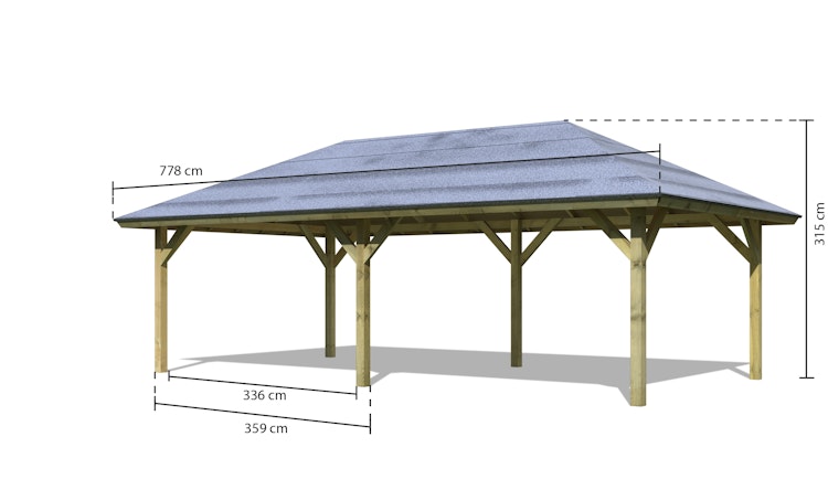 Karibu 4-Eck Pavillon Holm 1/2 kesseldruckimprägniert