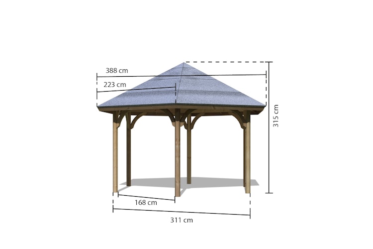 Karibu 6-Eck Pavillon Oslo 2 kesseldruckimprägniert inkl. gratis H-Pfostenanker Bild