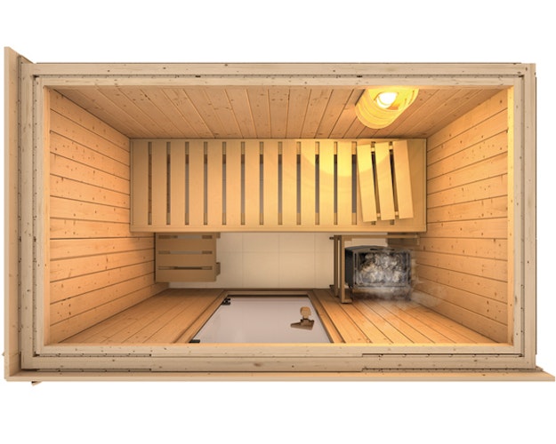 Karibu Sauna Variado mit Fronteinstieg 68 mm inkl. gratis Saunaofen & 8-teiligem Zubehörpaket (Gesamtwert 1071,91€) Bild