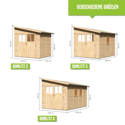 Karibu Premium Gartenhaus Bomlitz 2/3/4 terragrau - 19 mm