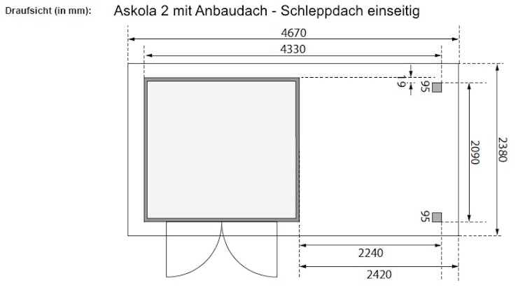 Karibu Woodfeeling Gartenhaus Askola 2/3/3,5/4/5/6 mit 240 cm Schleppdach + Rückwand inkl. gratis Innenraum-Pflegebox im Wert von 99€ Bild