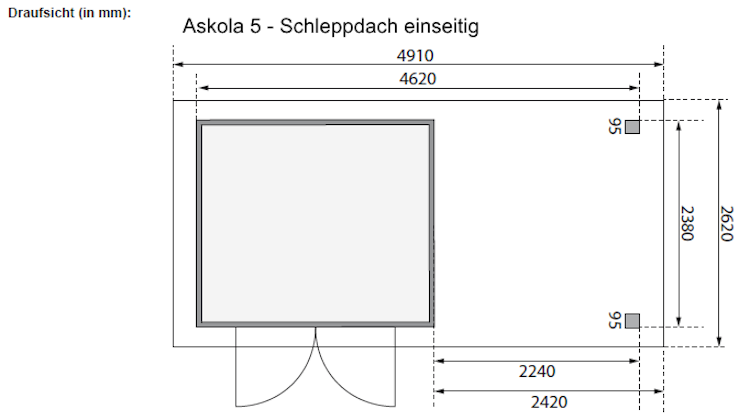 Karibu Woodfeeling Gartenhaus Askola 2/3/3,5/4/5/6 mit 240 cm Schleppdach + Rückwand inkl. gratis Innenraum-Pflegebox im Wert von 99€ Bild