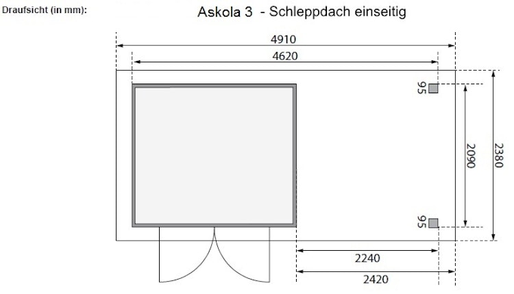 Karibu Woodfeeling Gartenhaus Askola 2/3/3,5/4/5/6 mit 240 cm Schleppdach + Rückwand inkl. gratis Innenraum-Pflegebox im Wert von 99€ Bild