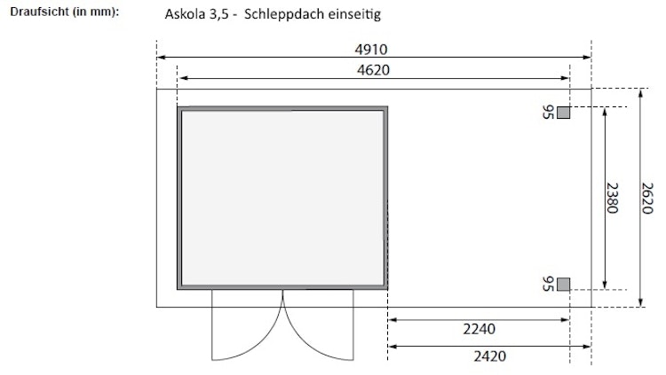 Karibu Woodfeeling Gartenhaus Askola 2/3/3,5/4/5/6 mit 240 cm Schleppdach + Rückwand inkl. gratis Innenraum-Pflegebox im Wert von 99€ Bild