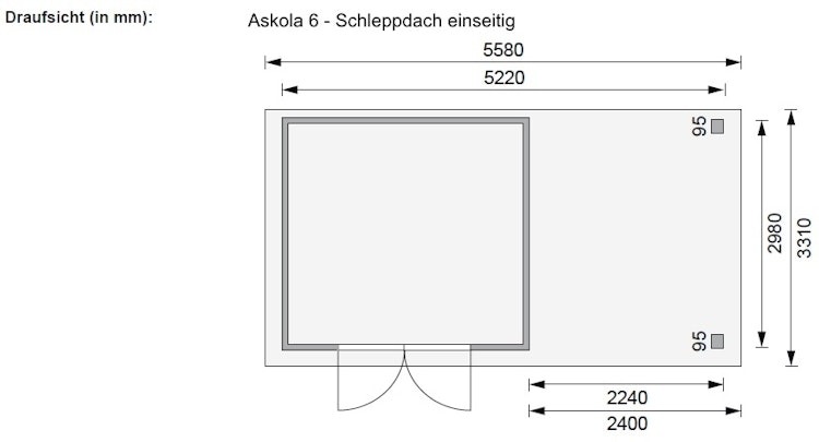 Karibu Woodfeeling Gartenhaus Askola 2/3/3,5/4/5/6 mit 240 cm Schleppdach + Rückwand inkl. gratis Innenraum-Pflegebox im Wert von 99€ Bild