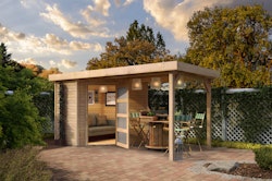 Karibu Woodfeeling Gartenhaus Schwandorf 3/5 inkl. 240 cm Schleppdach - 19 mm
