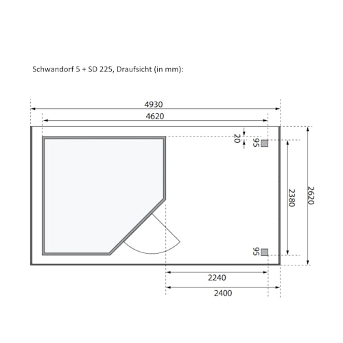 Karibu Woodfeeling Gartenhaus Schwandorf 3/5 inkl. 240 cm Schleppdach - 19 mm