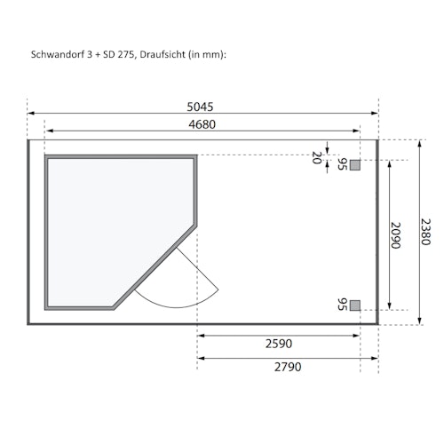 Karibu Woodfeeling Gartenhaus Schwandorf 3/5 inkl. 275 cm Schleppdach mit Rückwand - 19 mm