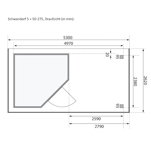 Karibu Woodfeeling Gartenhaus Schwandorf 3/5 inkl. 275 cm Schleppdach mit Rückwand - 19 mm
