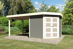 Karibu Gartenhaus Gerätehaus Goldendorf 3 mit 280 cm Schleppdach - 19 mm inkl. gratis Innenraum-Pflegebox im Wert von 99€