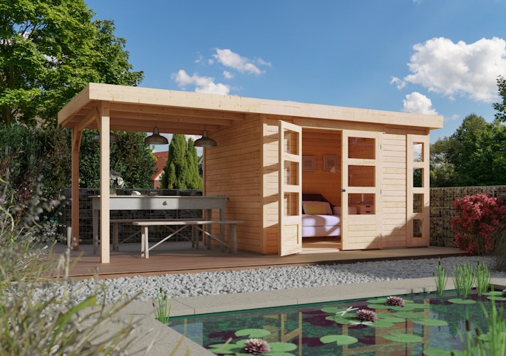Karibu Woodfeeling Gartenhaus Kerko 3/4/5/6 mit 280 cm Schleppdach - 19 mm