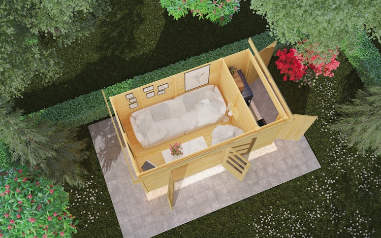 Karibu Woodfeeling Gartenhaus Retola 2/3/4/5/6 inkl. Anbauschrank - 19 mm