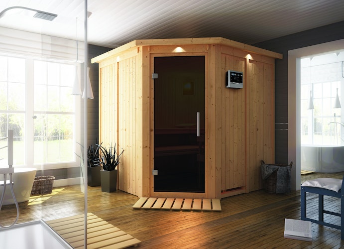 Karibu Sauna Jarin mit Eckeinstieg 68 mm