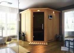 Karibu Sauna Jarin mit Eckeinstieg 68 mm inkl. 9-teiligem gratis Zubehörpaket