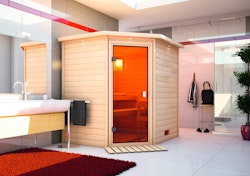 Karibu Woodfeeling Sauna Mia - 38 mm Massivholz Aktionssauna inkl. 9-teiligem gratis Zubehörpaket