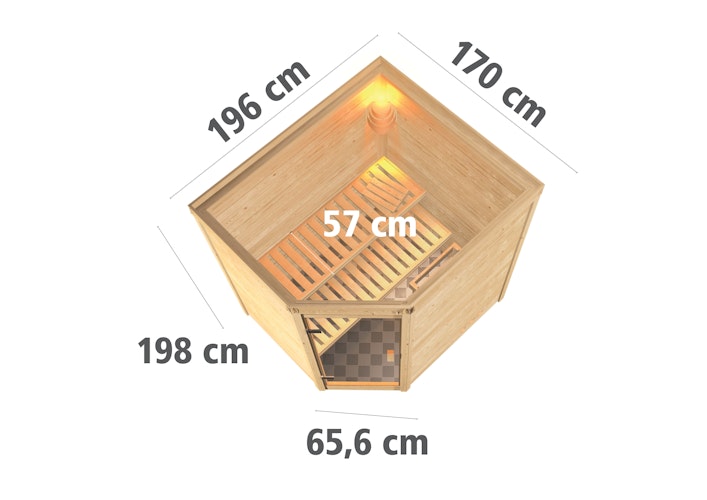 Karibu Woodfeeling Sauna Mia - 38 mm Massivholz Aktionssauna inkl. 8-teiligem gratis Zubehörpaket (Gesamtwert 191,92€)