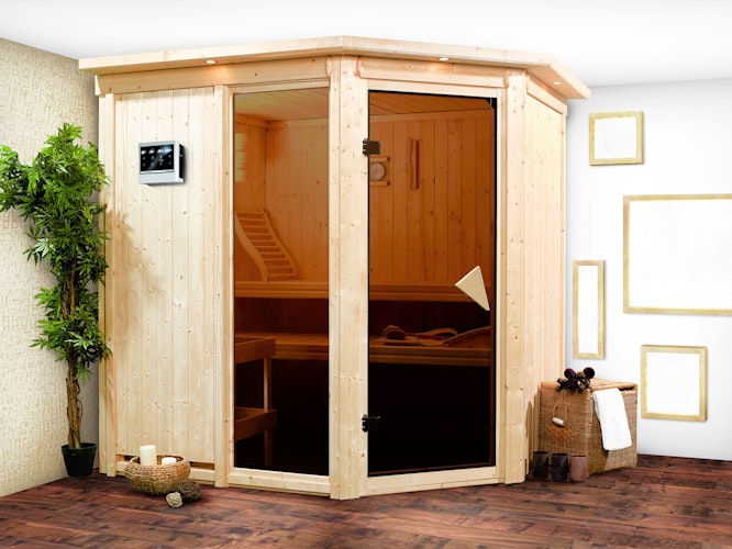 Karibu Sauna Fiona 2 mit Eckeinstieg 68 mm