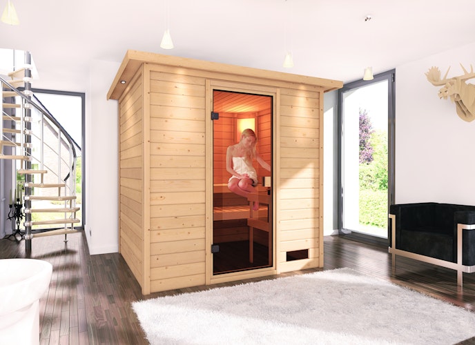 Karibu Woodfeeling Sauna Anja - 38 mm Massivholz Aktionssauna