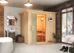 Karibu Sauna Sodin mit Fronteinstieg 68 mm inkl. 9-teiligem gratis Zubehörpaket
