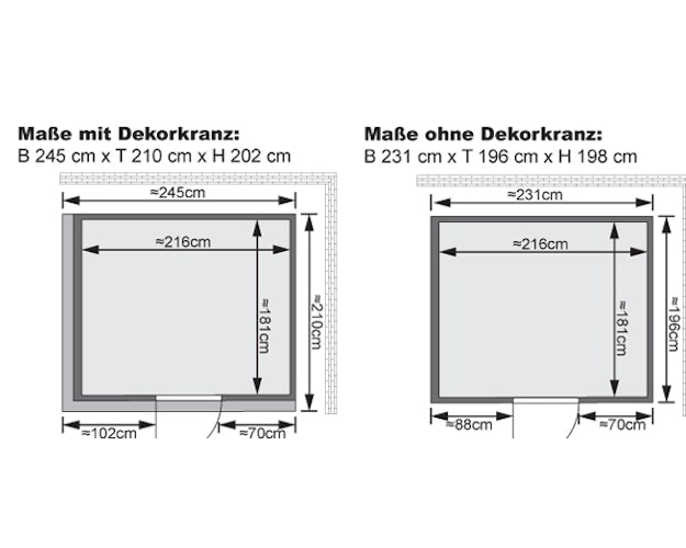 Karibu Sauna Gobin mit Fronteinstieg 68 mm inkl. gratis Saunaofen & 8-teiligem Zubehörpaket (Gesamtwert 1071,91€) Bild