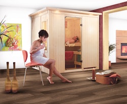 Karibu Sauna Fanja - 68 mm Systemsauna - 230 Volt Plug & Play inkl. 9-teiligem gratis Zubehörpaket