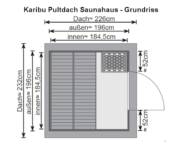 Karibu Gartensauna Pultdach Saunahaus Torge terragrau inkl. gratis Saunaofen & 8-teiligem Zubehörpaket (Gesamtwert 1071,91€) Bild