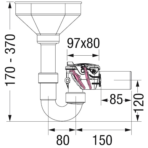 KESSEL 73053 - Rückstaudoppelverschluss Staufix Siphon DN 50 Notüberlauf Heizung