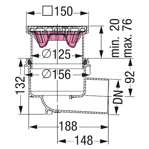 KESSEL 34101 - Kellerablauf 150 x 150 mm