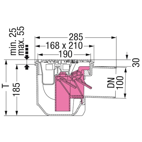 KESSEL 27301 - Kellerablauf Drehfix 150 x 190 mm