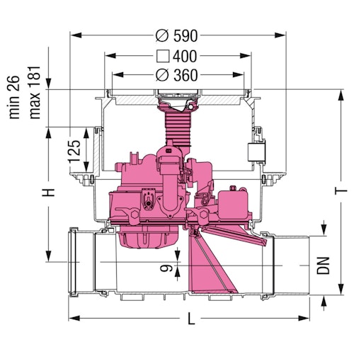 KESSEL 24100S - Rückstaupumpanlage Pumpfix F Komfort DN 100 für Bodenplatte - schwarze Abdeckung